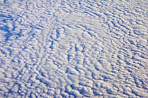 Aerial Cloudscape view over midwest states on flight over Colorado, Kansas, Missouri, Illinois, Indiana, Ohio and West Virginia du