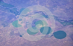 Aerial Cloudscape view over midwest states on flight over Colorado, Kansas, Missouri, Illinois, Indiana, Ohio and West Virginia du