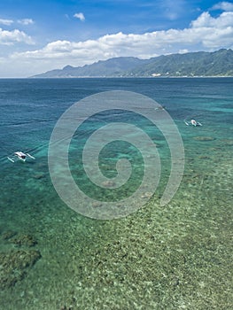 Aerial of the coast of Laiya, San Juan, Batangas, Phillipines
