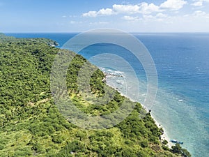 Aerial of the coast of Laiya, San Juan, Batangas, Phillipines