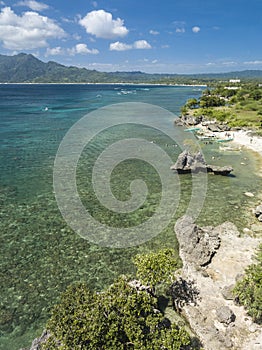 Aerial of the coast of Laiya, San Juan, Batangas, Phillipines