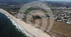 Aerial coastal cliffs of Half Moon Bay near San Francisco Bay Area, California USA