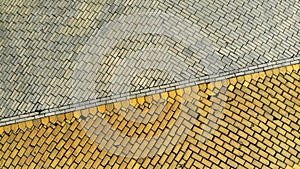 Aerial. Cobblestone texture background.