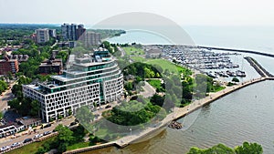 Aerial of the commercial area of Oakville, Ontario, Canada 4K