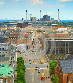 Aerial Copenhagen industrial factory road