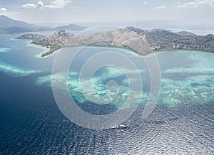 Aerial of Coral Reef and Islands in Indonesia