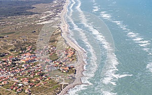 Aerial and costal view of old (gammel) Skagen,Denmark.