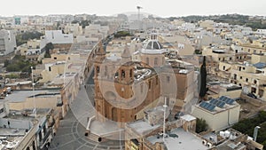 Aerial Counterclockwise Shot of Marsaxlokk Parish Church in Malta