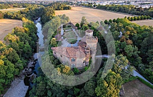 Aerial countryside view - Historic roman old fortress