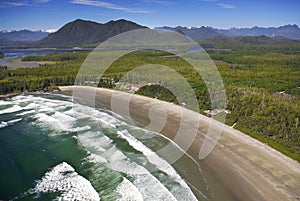 Aerial of Cox Bay, Vancouver Island, BC, Canada