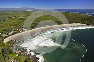 Aerial of Cox Bay, Vancouver Island, BC, Canada