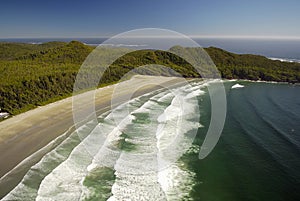 Aerial of Cox Bay, Vancouver Island, BC, Canada