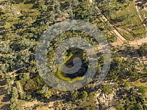 Aerial Of a Dam Used By Sapphire Miners On The Gemfields Queensland Australia