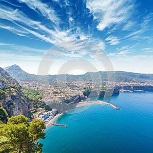 Aerial daytime view of Sorrento, Amalfi coast, Italy