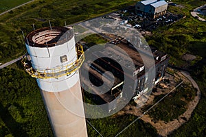 Aerial of Derelict Smokestack - Abandoned Buckeye Ordnance Works - South Point, Ohio