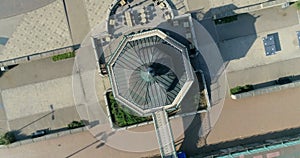 Aerial descending view of the Victorian bandstand in Brighton and Hove