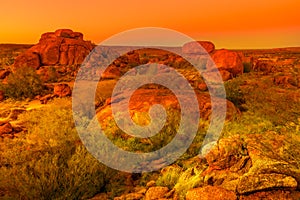 Aerial Devils Marbles sunset