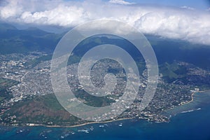 Aerial of Diamond Head Crater, Kaimuki, Kahala, and Honolulu wit