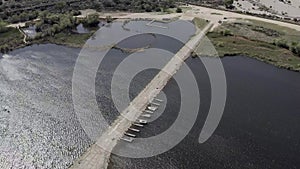 Aerial of Dock at Lake Palmdale, Water Supply Reservoir and Recreational Area