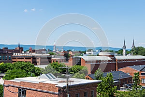 Aerial of Downtown Frederick and Carrol Creek Promenade in Frederick, Maryland photo