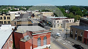 Aerial of downtown Ingersoll, Ontario, Canada 4K