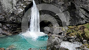 Aerial Drone - Alpine Waterfall of Casina Muta in the Dolomites