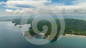 Aerial drone of Beautiful tropical beach