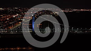 Aerial Drone Flight of Ben Franklin Bridge Philadelphia