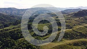 Aerial Drone flying around Almas, Alba County, Transylvania, Romania