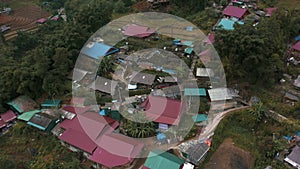 Aerial Drone footage of Cat Cat Village near Sapa in Northern Vietnam - October 2019