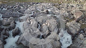 aerial drone footage over Johnson Shut Ins State Park in Missouri