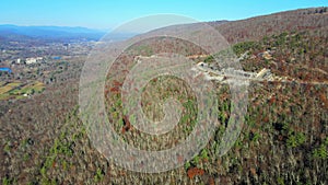 Aerial drone footage of a scenic mountain highway in the appalachian mountains