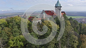 Aerial drone footage of Smolenicky Castle, Slovakia