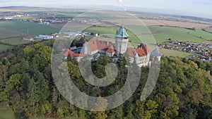 Aerial drone footage of Smolenicky Castle, Slovakia