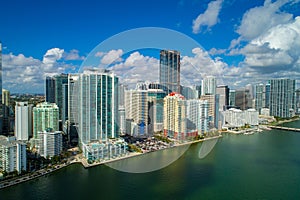 Aerial drone image beautiful Miami Dade Brickellcityscape