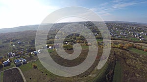 Aerial drone image of farmland landscape