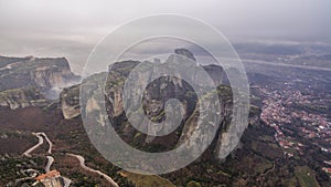 Aerial drone image of Meteora