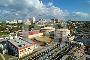 Aerial drone image water purification plant West Palm Beach Florida