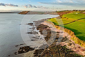 Aerial drone Irish Coastal Coastline Roches Point Lighthouse beach