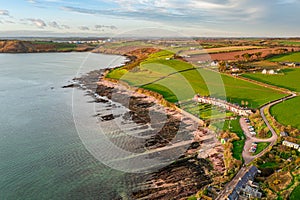 Aerial drone Irish Coastal Coastline Roches Point Lighthouse beach