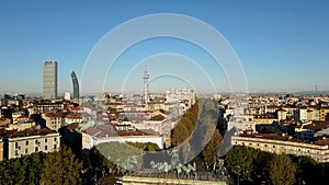 Aerial Drone - Italian Monuments - Arco della Pace Milan Italy - 5K.