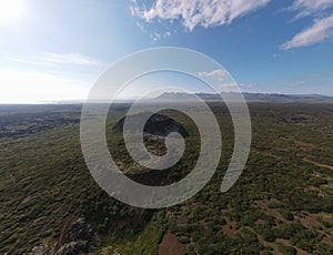 Aerial drone landscape of Eldborg Crater in south Iceland photo