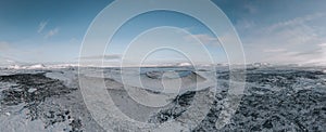 Aerial Drone Panorama of Hverfjall or Hverfell - extinct volcano located in the north of Iceland to the east of Lake M