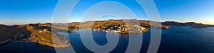 Aerial drone panorama of Kea Tzia greek island, Cyclades, Greece