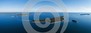 Aerial drone panoramic view of an islands in the baltic sea at a sunny summer day. Blue sky. photo