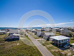 Aerial Drone Photo - Beach houses of Gulf Shores / Fort Morgan Alabama