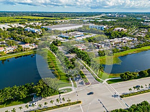 Aerial drone photo of a business park in Weston Florida