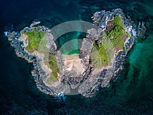 Aerial Drone Photo - Deserted island in the Pacific Ocean off the coast of Costa Rica