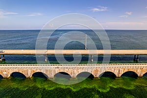 Aerial drone photo Florida Keys 7 Mile Bridge