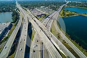 Aerial drone photo highway interchange Miami Florida Palmetto ex
